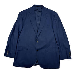 Jack Victor Century CT Modern Fit Wool Blazer Jacket Striped Blue Size US 44 R